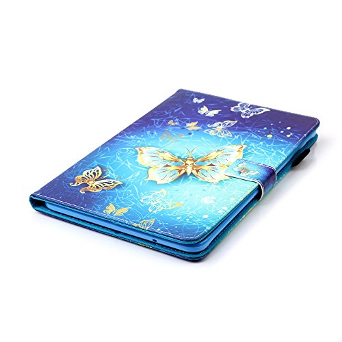 Für Samsung Galaxy Tab E 9.6 Zoll SM-T560 Leder Tasche Hülle,Für Samsung Galaxy Tab E 9.6 Zoll SM-T560 Leichter Wallet Kickstand Hülle,Herzzer Mode Hübsch [Luxus Schmetterling Gedruckt] Shockproof Kratzfest PU leder Mappen Geldbeutel Folio Abdeckung mit Karte Bargeld Schlitz Weiche TPU Innere Kasten Hülle Case für Samsung Galaxy Tab E 9.6 Zoll SM-T560 + 1 x Frei Blau Handy Halterung Ständer + 1 x Frei Blau Stift Stylus - 6