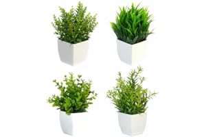 Valyria Home | Pack de Mini Plantas Artificiales Decorativas en Maceta | Pequeñas Plantas Verdes para Hogar, Oficina, Cocina, Ventana | Decoración Interior | Medidas 18x12x12 cm