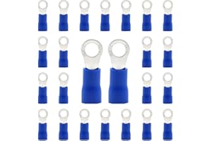 CEEYSEE 100Pcs Ring Wire Connectors M4 of Blue Insulated Electrical Crimp Connectors Copper Ring Terminals（PRL4)