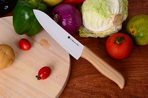 La Raffinerie Du Chef★★★ – Set aus 4 Küchenmesser Keramik Top-Bereich [Ökologischer Bereich] – mit Bambus verstärkt Befestigungsgriff Keramikmesser – Ergonomischer Griff - 4