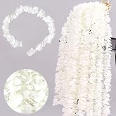 FOSDICK 10 x Artificial Flower Garlands Decoration, 100 cm White Artificial Fake Garland Fake Flowers Hanging Vines Silk Flow