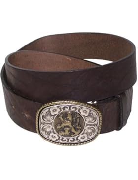 FRONHOFER Trachtengürtel Herren, bayerischer Löwe | Löwen Gürtelschnalle mit Wappen, XXL Gürtel große Größen erhältlich