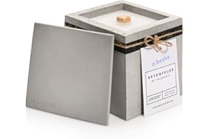 ‎BESKE beske Betonfeuer® - DAS ORIGINAL | Modell 'Kea' | 13x13x13cm mit Dauerdocht | Premium Kerzenfresser Made in Germany | Deutsche Handarbeit | (Ohne Nachfüllwachs, Löschbrett aus Beton)
