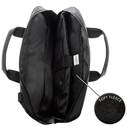 deleyCON Notebooktasche für Notebook / Laptop bis 13,3″ (33,7cm) – Tasche/Hülle aus robustem Polyester mit Zubehörfächern und verstärkten Polsterwänden – schwarz - 3