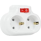 TİMSAL 2'li Anahtarlı Golyat, İkili Topraklı Priz &Ccedil;oklayıcı Fiş, Beyaz renk, 16A 250 Volt, Max 3600 Watt (Beyaz)