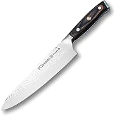 3 Claveles Professional Chef Knife 28079, Forged Kitchen Knives with Hammered Stainless Steel Blade with Wooden Handle, Brown