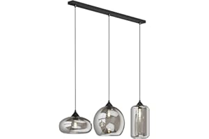Lindby Suspension Marla à intensité variable (Moderne) en Gris Métal e. a. pour Salon & Salle manger (à 3 lampes, E27), Luminaire, Lampe Plafond, Luminaire Plafonnier, Suspendue