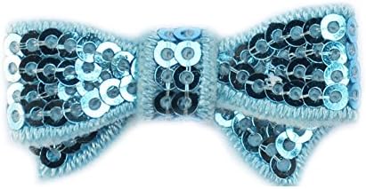 Sequin Bow Hair Clip - Toddler TruStay Clip - Best NO Slip Barrette For Fine Hair (TB6-Blue)