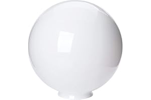 ORION LIGHTSTYLE Sfera di Vetro Con Foro in Diverse Misure - Paralume Con Bordo di Presa in Opale Bianco Lucido - Ricambio (Ø 300mm)