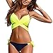 Produktbild Magic Zone Damen Bikini-Sets Bademode Bikini Push-up Bikinioberteil mit Nackenträger - Seitlich Gebunden Bikinihose und Neckholder Bikini Bademode für Damen, Gelb, Gr. X-Large