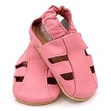 Dotty Fish Leder Baby Sandalen – rutschfest Wildledersohle – chromfrei weiche Lederschuhe – Baby Mädchen – rosa - 3