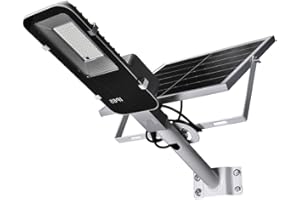 JANDEI – Réverbère solaire LED pour usage extérieur (1100 lumens) panneau solaire orientable lumière blanche froide 6000 K batterie lithium-ion télécommande incluse