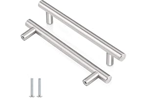 KTHZI 2 Pack Kitchen Cupboard Handles,Stainless Steel Handles Cabinet T Bar Knobs,Furniture Handles for Steel Kitchen Door,Drawer,Wardrobe,Brushed Cabinet(Hole Centre 96mm)