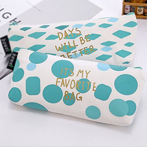 Cosanter Estuche Escolar Trapezoidal Invertida Caja de L  piz Linda de la Cremallera Patr  n de Puntos Peque  os