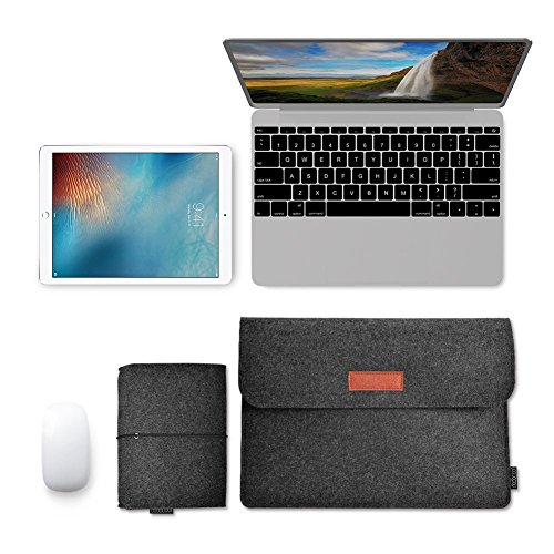 dodocool 13 3 Zoll Filz Sleeve H  lle Ultrabook Laptop Tasche f  r 13  Macbook Air  Pro Retina 12 9 Zoll iPad Pro Dunkel Grau