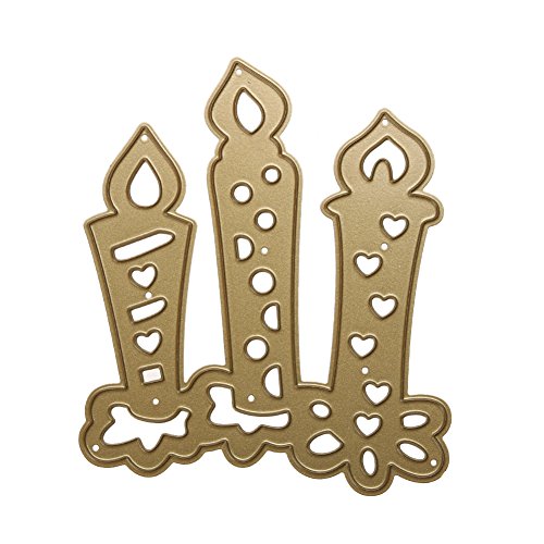 Amazingdeal365 3PCS Kerz Metall Form Stanzschablonen Schablonen Schneiden DIY Dekor Sammelalbum Karten Buchzeichen Lesezeichen als Geschenk für Freunde Geburtstag Kinder,Kindergarten Hobby Schule Handarbeit Unterricht usw. Ein tolles Geschenk! - 8