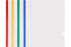 GUOKOFF A4 Copertina Per Report Con Clip, 18 Micron, (5 Colori,10 Pezzi), A4 Trasparenti Copertine Rapporto con Barra Scorrevole, Plastica Rapporto Copertina, Cartella di File con Barra Scorrevole