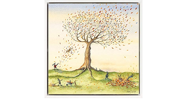 Playing In The Autumn Leaves Woodland Rabbits By Catherine J Stephenson Framed Art Canvas Print Charming Wall Art Amazon Co Uk Home Kitchen