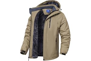 Zzkouine Uomo Giacca da Sci Impermeabile Montagna Giacche Montagna in Pile da Uomo Giacca da Sci Calda Multi-Tasche Pile Invernale Antivento Cappotto con Cappuccio