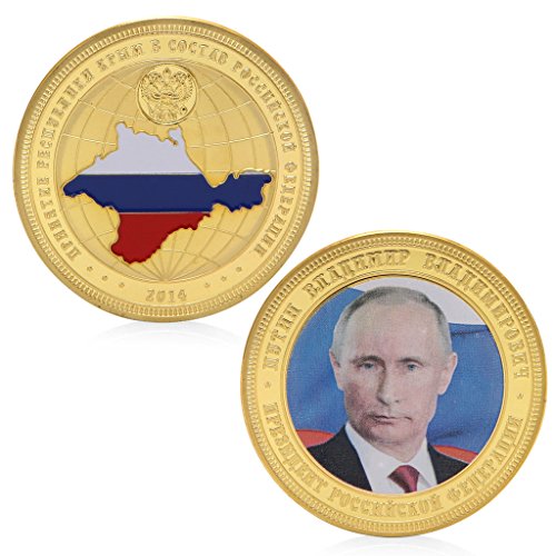 Preisvergleich Produktbild zijianZZJ Gedenkmünze, Seltener Russland-Präsident Wladimir Putin Crimean Map Vergoldete Gedenkmünze
