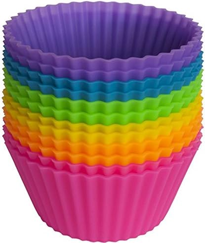 LYXY 12 pcs Silicone Cake Moulds Muffin Cupcake Bread Mousse Rainbow Cups Ice Creams Puddings Molds Kitchen Baking Supplies Color mixing