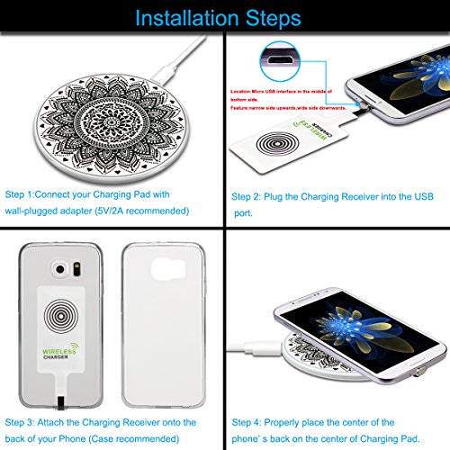 ZXK CO Totem Bildserie Drahtlose Qi Ladegerät Ultra Dünn Qi Wireless Charger Induktive Ladestation für Samsung Galaxy S6, S6 Edge, Note 5, Nexus 7 2nd Gen, Nexus 4/5/6, LG Optimus Vu2/G2/G3, Nokia Lumia 920/1020/928, Nexus 5 und Andere Qi-fähige Handys und Tablets- Inbegriffen Universal Qi Receiver - 8