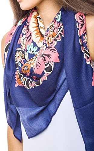 Womens top lightweight Infinity floral wrap Faux silk Spring Shawl New Summer Style Vintage Floral Paisley Print Fashion Womens Scarf