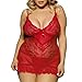Produktbild Spitzen Große Größe Kleid Damen, Sunday Mode Dessous Plus Size Lace Versuchung Unterwäsche Übergröße (Rot, 5XL)
