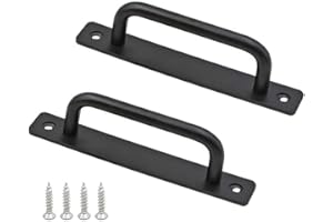 AMASAWA 2 Pezzi Maniglia della Porta Maniglione,Maniglie in Lega Maniglia,Maniglia per Porta del Fienile Resistente,Maniglia per Porta in Ghisa Nera,per Cucina, Mobili, Armadio, Armadio, Porta