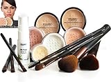 MEDIUM SKIN Mineral Makeup Foundation 14 Piece COMPLETE SET Pure Natural Minerals With Organic Silk Primer, Full Cover by Intelligent Cosmetics®