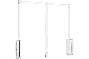 Emuca - Appendiabiti per armadio Sling, 830 - 1150mm, Plastica bianca, Acciaio e Tecnoplastica.