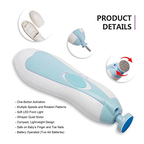 Baby Nail File, Safe Nail Clippers für Neugeborene oder Kleinkind Zehen und Fingernägel, Electric Pro Nail Trimmer Polnisch und Trim Kit - 3