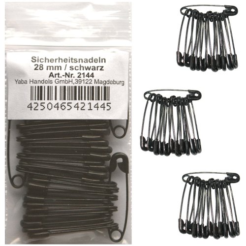 36 Stück Sicherheitsnadeln ca.28 mm schwarz, Sicherheits- Nadel Nadeln, 2144/(28 mm)