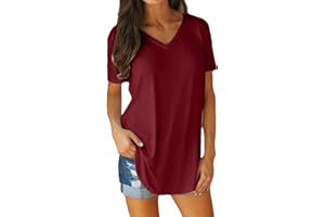 NQyIOS Women's Blouses & Shirts Top Tshirt for Women Cotton Short Sleeves Solid Color Outdoor Loose Causal Tshirt Women Running T Shirt Nightshirts for Women