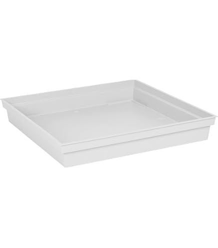 2 Soucoupes Carrées Pour Plantes - 32 Cm - Bac De Récupération D'eau Pour Pots De Fleurs - Blanc