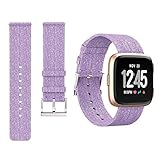 Wisenovo Fitbit Versa Armband - 22mm Ersatz Weiches Gewebe Armband Armband Uhrenarmband Armband für Fitbit Versa Stoff Luxus Uhr Sport Strap Armband - Lila