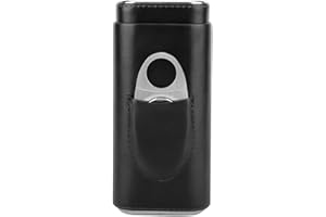 Estink Cigaro, przenośne skórzane pudełko na cygaro z podszewką z drewna cedrowego i obcinaczem do cygara pojemność 3 cygara 16 x 7,5 x 3,5 cm czarne