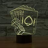 FZAI optische Täuschung 3D-Lampe Poker und Sieben, Farbe wechselnden Nachtlicht - 3