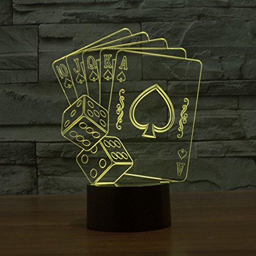 FZAI optische Täuschung 3D-Lampe Poker und Sieben, Farbe wechselnden Nachtlicht - 3