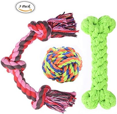 Dog Toy Set of Rope Bone Rope Ball and Knotted Rope Various Rope Dog Toy for Medium to Large Dog Dental Chews