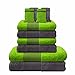 Produktbild Liness Stripes 10 tlg Handtücher Set blau grau 4 Handtücher grau blau 50x100 cm 2 Badetuch Duschtuch 70x140 cm grau 4 Waschhandschuhe Waschlappen 100% Baumwolle Frottee Handtuch-Set grau blau