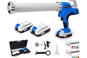 XIIW Pressa per cartucce a batteria con 2 batterie agli ioni di litio da 2 Ah 21 V, pistola a getto di silicone, pistola a getto d'inchiostro LED 6500 N, regolabile in 6 livelli, 0 – 9 mm/s