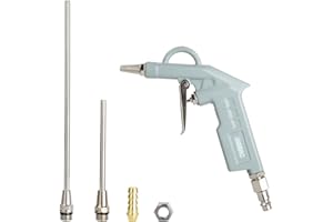 ABAC Pistola de Soplado G-502 PLUS, con Boquillas Múltiples (25, 100 y 200 mm) para diversas aplicaciones, enchufes universal y enchufes con boquilla para manguera, Presión Max 8 Bar