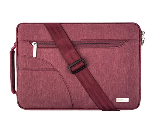 MOSISO Polyester stoßfeste Laptop Hülle Tasche Umhängetasche mit Handgriff für 13-13,3 Zoll MacBook Pro, MacBook Air, Notebook und Tablet, Weinrot
