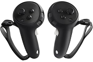 Growalleter VR Touch Controller Grips Cover pour Meta Quest 3/Quest 3S, Accessoires pour Casque de réalité virtuelle, Housse de Protection en Silicone avec dragonne réglable (Noir)
