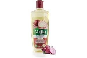 Vatika Naturals Huile capillaire à l'oignon rouge 200 ml | Pour anti-chute | Enrichie en huile de romarin et d'olive I Extrait d'huile 100% naturelle | Renforce les cheveux de la racine aux pointes