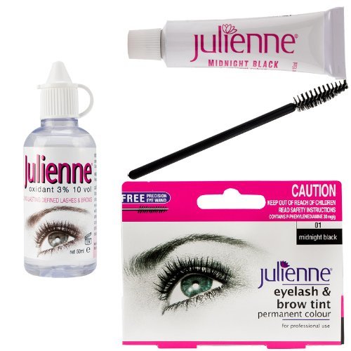 Julienne Eyelash Eyebrow Tint Dye Midnight Black + Oxidant Developer 50ml