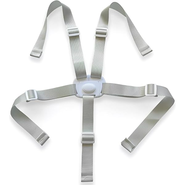 Cintura Di Sicurezza Per Seggiolone E Passeggino - A 5 Punti, Regolabile, Per Bambini - Grigio