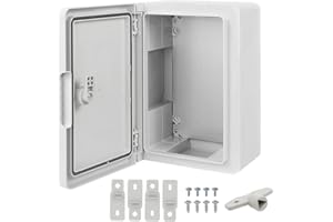 Ralertreik Armario de Distribución para Pared con Placa de Montaje Galvanizada, Caja Industrial de Control Vacía de Plástico ABS con Puerta Protección IP65, tamaño 200x300x130