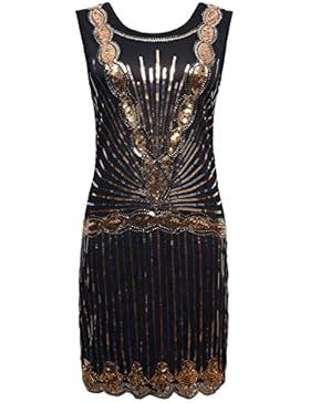 PrettyGuide Damen 1920er Vintage Art Deco Pailletten Inspired Gatsby Flapper Kleid